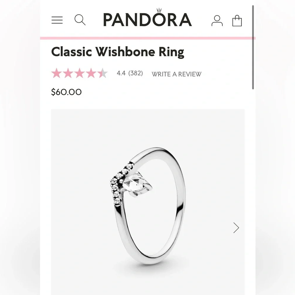 3 Pandora Wishbone Pinky Rings Rose gold and Sterling Silver Size 3 - Picture 9 of 11